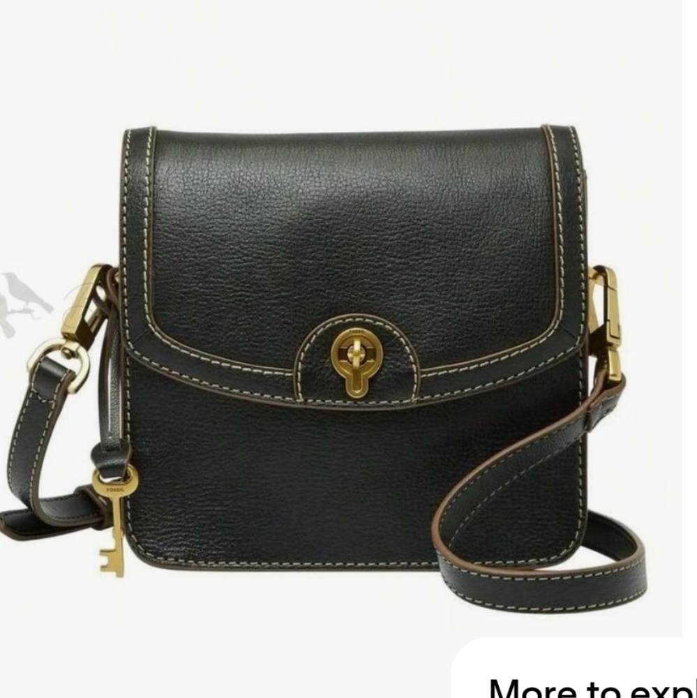 Fossil Black Leather Crossbody Bag with Gold Hardware - Picture 11 of 12
